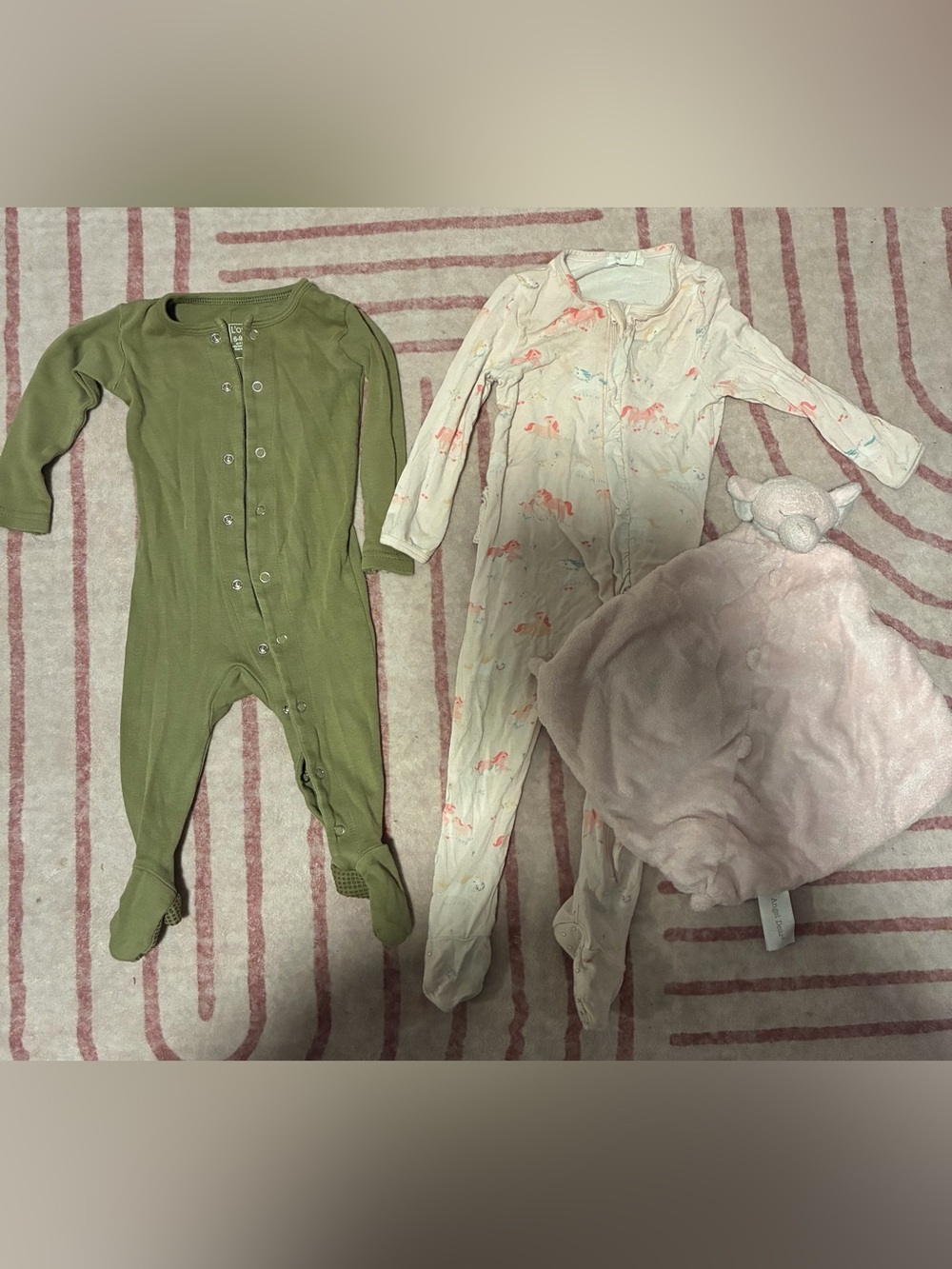 Lovedbaby Footed Pajama - Olive Green and Angel Dear lovey & pjs